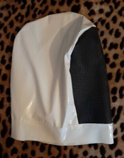 Lackmaske mit Gummigitter im Gesichtsfeld Lackhaube Vinylmask with Rubbernet Uni