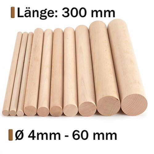 Holzrundstab buche glatt - glatt, Ø