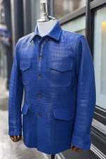 Herren Blau Echt Leder Jacke