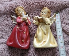 2 Engel Figuren Keramik 10 cm Weihnachtsdeko 