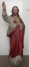 Herz Jesu Figur Holz 105 cm um 1900 Jesus Heiligenfigur