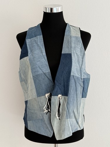 Vintage patchwork weste blau - weste,