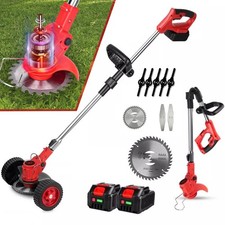 Akku Rasentrimmer Rasenkantenschneider Elektro Trimmer mit 2 Akkus 3 Klingens