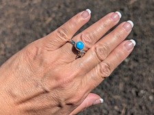 Navajo Türkis Seil Lasso Sterlingsilber Ring Native Am Schmuck Gr. 6US