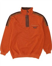 JIM SPENCER Herren Zip Neck Pullover Pulli XL Orange Baumwolle AO19