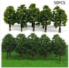 50 Stück Modell Bäume Tiefgrün Für Spur N Eisenbahn Bauen Park Layout Deko