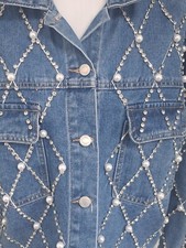 JEANSJACKE, STRASS UND PERLEN