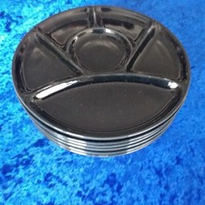 6 Fondue Raclette Tapas Grill Teller schwarz rund 23 cm Retro Gothic