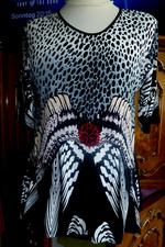 Tunika/Kleid von NEW YORK, Gr. M/L, schwarz-weiß-rot, 3/4-Arm,