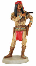 Indianerfigur Indianer Cochise Häuptling Apachen H 20 cm steh. mit Revolver Cast