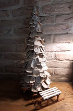 Deko Weihnachtsbaum aus Baumrinde, Holz, Shabby Chic,  60cm