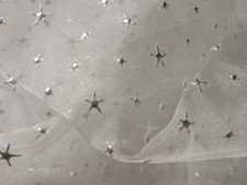 Organza stoff weiss sterne - weiss,
