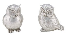 Deko Eulen aus Poly, Silber