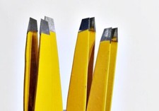 4er Pinzette Gelb 9 CM Lang 3MM Breite Schräge von innen flache Spitze