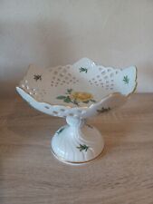 Schöne Meissen Durchbruchaufsatzschale Gelbe Rose mit Goldrand