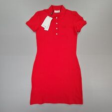Lacoste Damen Kleid Rot 32 Slim Fit Piqué Baumwolle Polokragen 4 UK EF5473
