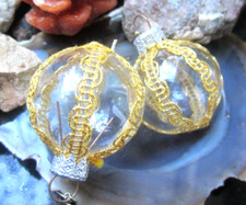 Ohrringe Christbaumkugeln Glas goldene Borte 3cm goldene Haken fein ltd edit