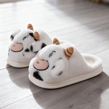 Plüsch Hausschuhe in Kuhform, winterlich, bequem und original, mit