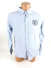 Camp David Herren Hemd M Muscle Fit langarm Blau gepunktet Freizeithemd (17672)