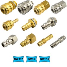 Druckluftkupplung Kupplungsstecker Schlauchtülle NW2,7 - NW5 - NW7,2 Messing