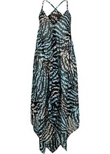 Strand Maxikleid nachhaltig Gr. 38 Aqua Zebra Maxi Beach-Kleid Sommerkleid Neu