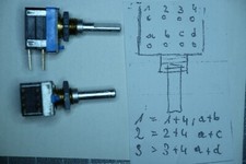 10 Stück Schalter Stufen Drehschalter Alps 312H 3 Stufen 2Eingänge 4mm Welle