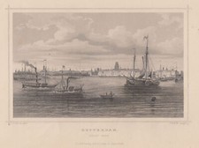 Niederlande Rotterdam Gesamtansicht Original Stahlstich Kolb 1850