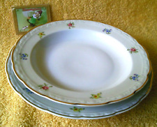 Apulum Porzellan Flacher & Tiefer Teller 2x Essteller Blumen Goldrand Ersatz Set