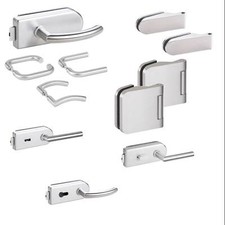 Glastürbeschlag Set OL/UV BB PZ WC Studio Office Schloss Bänder Türgriff rund