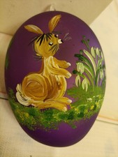 Lila Osterei aus Glas zum Aufhängen, Osterhase, Schneeglöckchen, Dekorativ