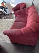 ROT SAMT SET 1+2+3 SITZER SOFA