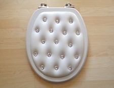 WC Sitz Deckel Klobrille Toilette MDF weiss mit Diamanten Edelsteine Ersatzteil