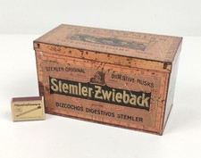 Antik Blechdose Jugendstil Art Deko Stemler-Zwieback Keks Friedrichsdorf Reklame