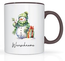 Schneemann Tasse mit Namen Motiv Namensbecher Namenstasse Weiß/Schwarz
