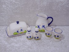 6 tlg. Geschirr Set Keramik Design Enten Gänse Relief - Landhaus-Stil - Vintage