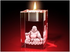 3D Glas Gravur Teelichthalter