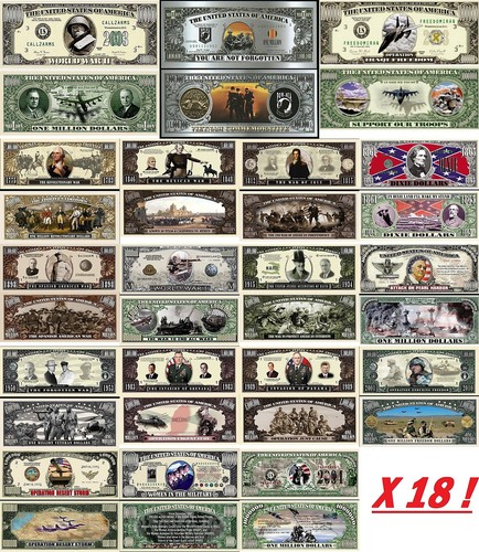 Lot x18 banknoten - x18, dollars