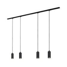 Rail Schienensystem Komplettset 4x LED Pendel Dimmbar Einspeisung Schwarz 1,5 m