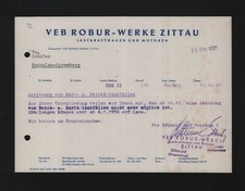 ZITTAU, Brief 1957, VEB Robur-Werke LKW Motoren