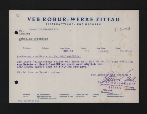 Zittau brief 1957 veb - zittau,,