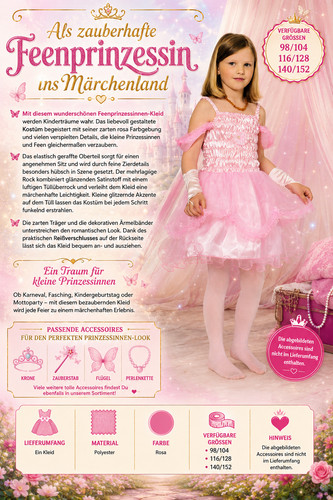 Feenprinzessin kostüm kinder - feenprinzessin,