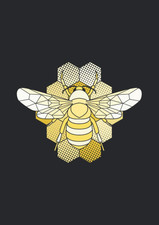 Gelbe Honigbiene auf Honigwaben Design: A4 Notizbuch liniert