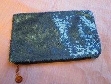 Abendtasche Pailletten Türkis Pailletten Reißverschluss Clutch 25 cm