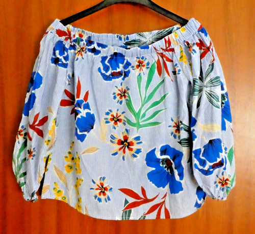 Kurze carmenbluse blau weiß - kurze,