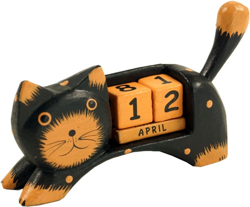 Holz kalender katze schwarz - kalender,