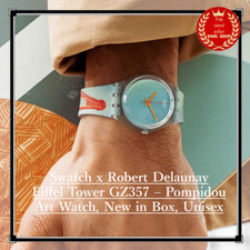 Swatch x Robert Delaunay Eiffelturm GZ357 - Pompidou Art Uhr, Neu in Box