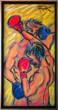 Felix Pfefferkorn *1945: Boxkämpfer im Ring Acryl 1979 100 x 50 cm Boxer Sport