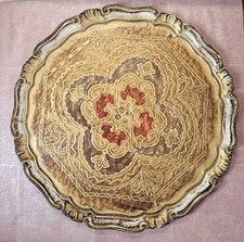 Grosses rundes Holztablett bemalt