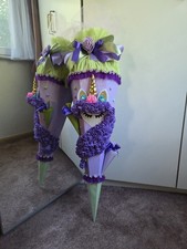 Schultüte Einhorn mit Blumenmähne In Lila Grün
