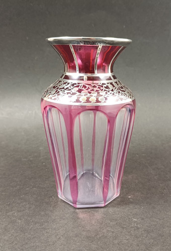 Glas vase rosa überfang - vase,